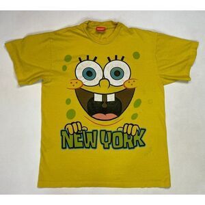 VINTAGE SpongeBob Squarepants New York 2008 T-shirt Men Medium Yellow